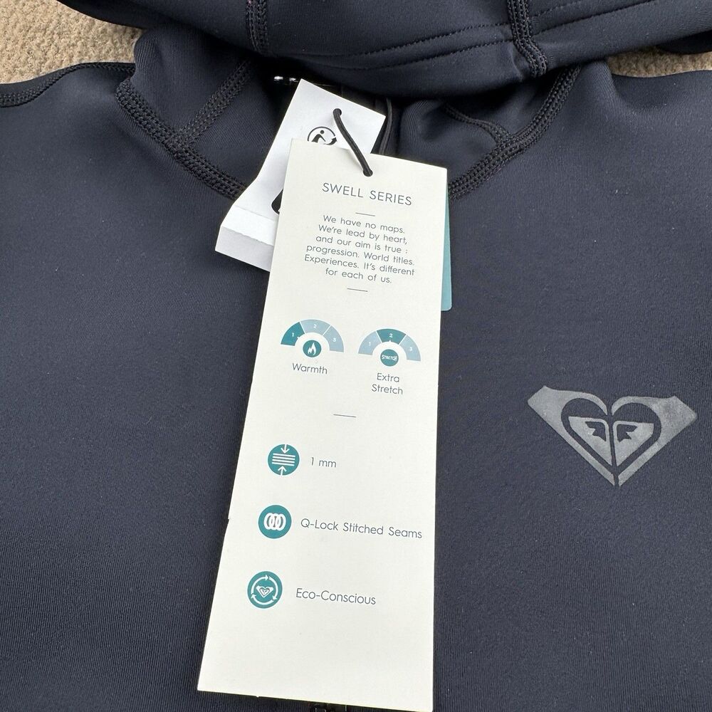 NWT Roxy Swell 1mm Hooded Wetsuit Paddle Jacket Women's Sz 4 Black/Print - Picture 6 of 13